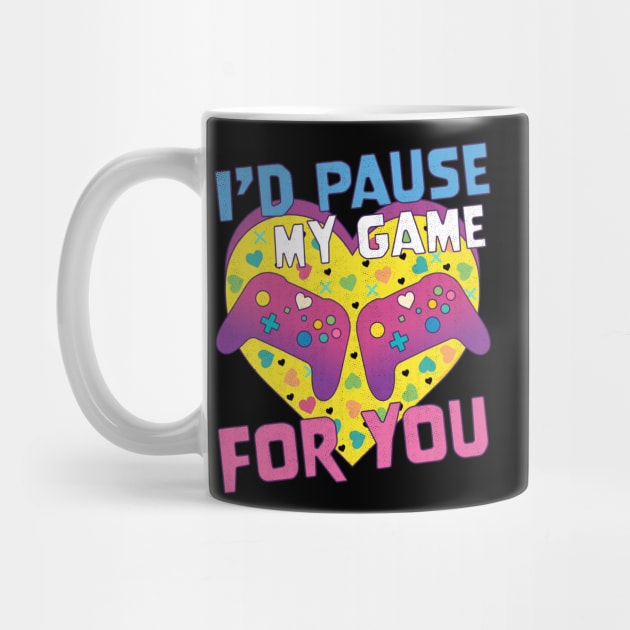 I'd Pause My Game For You Valentine Video Gaming 90's Retro by OrangeMonkeyArt